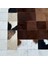 %100 Doğal Dana Derisi Kaymaz Taban Premium Patchwork Halı - Kahverengi - Beyaz 3