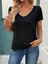 Kadın Kısa Kollu V Yakalı Viskon Bluz 8
