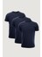 Slim Fit Dar Kesim Bisiklet Yaka %100 Pamuk 3'lü T-Shirt Paketi Lacivert - Lacivert - Lacivert 1