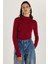 Kadın Regular Fit Klasik Kesim Viskon Kumaş Balıkçı Yaka Bordo Bluz 4