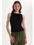 Kadın Modal Kumaş Slim Fit Dar Kesim Bisiklet Yaka Düz Basic Siyah Bluz 1