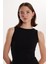 Kadın Modal Kumaş Slim Fit Dar Kesim Bisiklet Yaka Düz Basic Siyah Bluz 2