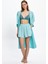 Kadın Mint Yeşili Çizgili Uzun Kimono 25PL05ST 1