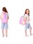 Çizgili Pembe Çok Renkli Kız Çocuk Okul Çantası ve Kalemlik Seti (Kk - K1802+KK - K2713) 3