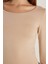 Kadın Slim Fit Dar Kesim Uzun Kollu Viskon Bej Bluz 3