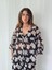 Tasarım V Yaka Şifon Kimono Gömlek Kadın Siyah Beyaz 3