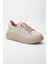 Kadın Casual Spor Ayakkabı Bej Elastik Bağcıklı Kalın Taban 4