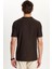 Erkek Slim Fit Dar Kesim Pamuklu Ribanalı Baskılı Kahverengi Bisiklet Yaka Tişört 5