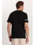 Erkek Slim Fit Dar Kesim Pamuklu Düz Basic Baskılı Bisiklet Yaka Siyah Tişört 4