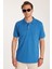 Erkek Regular Fit Klasik Kesim %100 Pamuk Düz Pike Indigo Polo Yaka Tişört 2