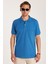 Erkek Regular Fit Klasik Kesim %100 Pamuk Düz Pike Indigo Polo Yaka Tişört 4