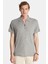 Erkek Slim Fit Dar Kesim Viskon Fermuarlı Polo yaka Gri Tişört 1