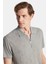 Erkek Slim Fit Dar Kesim Viskon Fermuarlı Polo yaka Gri Tişört 2