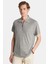 Erkek Slim Fit Dar Kesim Viskon Fermuarlı Polo yaka Gri Tişört 4