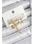 Pirinç Zirkon Taşlı Yıldız Model Gold Renk 3'lü Çift Kadın Küpe Set 1