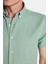 Erkek Slim Fit Dar Kesim Kısa Kollu Spor Yaka Oxford Doku Pamuklu Yeşil Gömlek 3