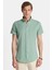 Erkek Slim Fit Dar Kesim Kısa Kollu Spor Yaka Oxford Doku Pamuklu Yeşil Gömlek 4