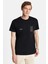 Erkek Slim Fit Dar Kesim %100 Pamuk Yumuşak Dokulu Baskılı Siyah Bisiklet Yaka Tişört 1