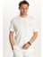 Erkek Slim Fit Dar Kesim Pamuklu Düz Basic Baskılı Bisiklet Yaka Beyaz Tişört 1