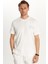 Erkek Slim Fit Dar Kesim Pamuklu Düz Basic Baskılı Bisiklet Yaka Beyaz Tişört 4