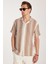 Relax Fit Oversize Dökümlü Rahat Kalıp Çizgili Keten Efekt Erkek Gömlek 1