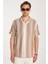 Relax Fit Oversize Dökümlü Rahat Kalıp Çizgili Keten Efekt Erkek Gömlek 4