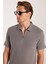 Erkek Slim Fit Dar Kesim %100 Pamuk Fermuarlı Gri Polo Yaka Tişört 1