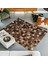%100 Doğal Dana Derisi Kaymaz Taban Premium Patchwork Halı - Kahverengi - Beyaz 1