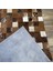 %100 Doğal Dana Derisi Kaymaz Taban Premium Patchwork Halı - Kahverengi - Beyaz 2