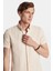 Erkek Slim Fit Dar Kesim Kısa Kollu Spor Yaka Oxford Doku Pamuklu bej Gömlek 2