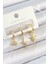 Pirinç Zirkon Taşlı Yıldız Model Gold Renk 3'lü Çift Kadın Küpe Set 1