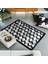 %100 Doğal Dana Derisi Kaymaz Taban Premium Patchwork Halı 3 Boyutlu - Siyah Gold 5