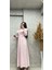 25Y130023 Elbise Bebe Yaka Dantel Işlemeli Yarım Düğme Kapama - Aynaz - 25Y130023 - Pembe - 36 1
