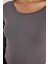 Kadın Slim Fit Dar Kesim Uzun Kollu Viskon Gri Bluz 3