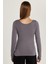 Kadın Slim Fit Dar Kesim Uzun Kollu Viskon Gri Bluz 5