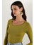 Kadın Slim Fit Dar Kesim Uzun Kollu Viskon Yeşil Bluz 2