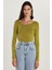 Kadın Slim Fit Dar Kesim Uzun Kollu Viskon Yeşil Bluz 4