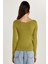 Kadın Slim Fit Dar Kesim Uzun Kollu Viskon Yeşil Bluz 5