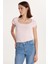 Kadın Slim Fit Dar Kesim Pamuklu Kısa Kollu U Yaka Pembe Bluz 4