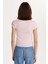 Kadın Slim Fit Dar Kesim Pamuklu Kısa Kollu U Yaka Pembe Bluz 5