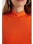 Kadın Regular Fit Klasik Kesim Viskon Kumaş Balıkçı Yaka Sıfır Kol Turuncu Bluz 3