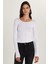 Kadın Slim Fit Dar Kesim Uzun Kollu Viskon Beyaz Bluz 1