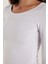 Kadın Slim Fit Dar Kesim Uzun Kollu Viskon Beyaz Bluz 3