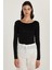 Kadın Slim Fit Dar Kesim Uzun Kollu Viskon Siyah Bluz 1