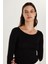 Kadın Slim Fit Dar Kesim Uzun Kollu Viskon Siyah Bluz 2