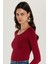 Kadın Slim Fit Dar Kesim Uzun Kollu Viskon Bordo Bluz 2