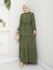 Kadın Dantel Detaylı Bel Bağcıklı Haki Ayrobin Elbise 3
