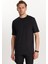 Erkek Standart Fit Pamuklu Düz Basic Baskılı Bisiklet Yaka siyah Tişört 3