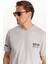 Erkek Slim Fit Dar Kesim Pamuklu Düz Basic Baskılı Bisiklet Yaka Gri Tişört 2