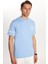 Erkek Slim Fit Dar Kesim Pamuklu Düz Basic Baskılı Bisiklet Yaka Mavi Tişört 1